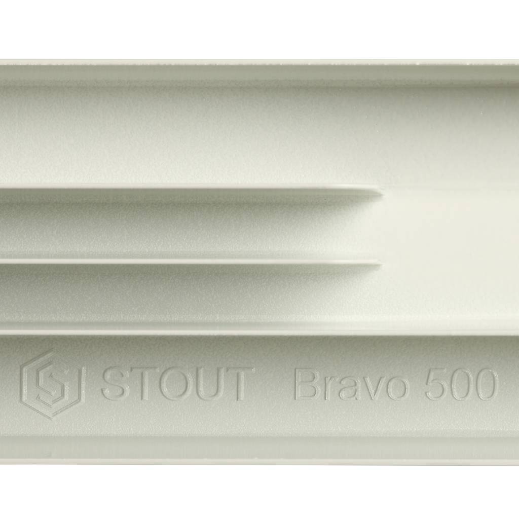 Радиатор алюминиевый STOUT Bravo 500 12 секций боковое подключение RAL9010, SRA-0110-050012