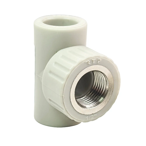 Тройник комбинированный PPR внутренняя резьба 20х 1/2,  серый, РТП