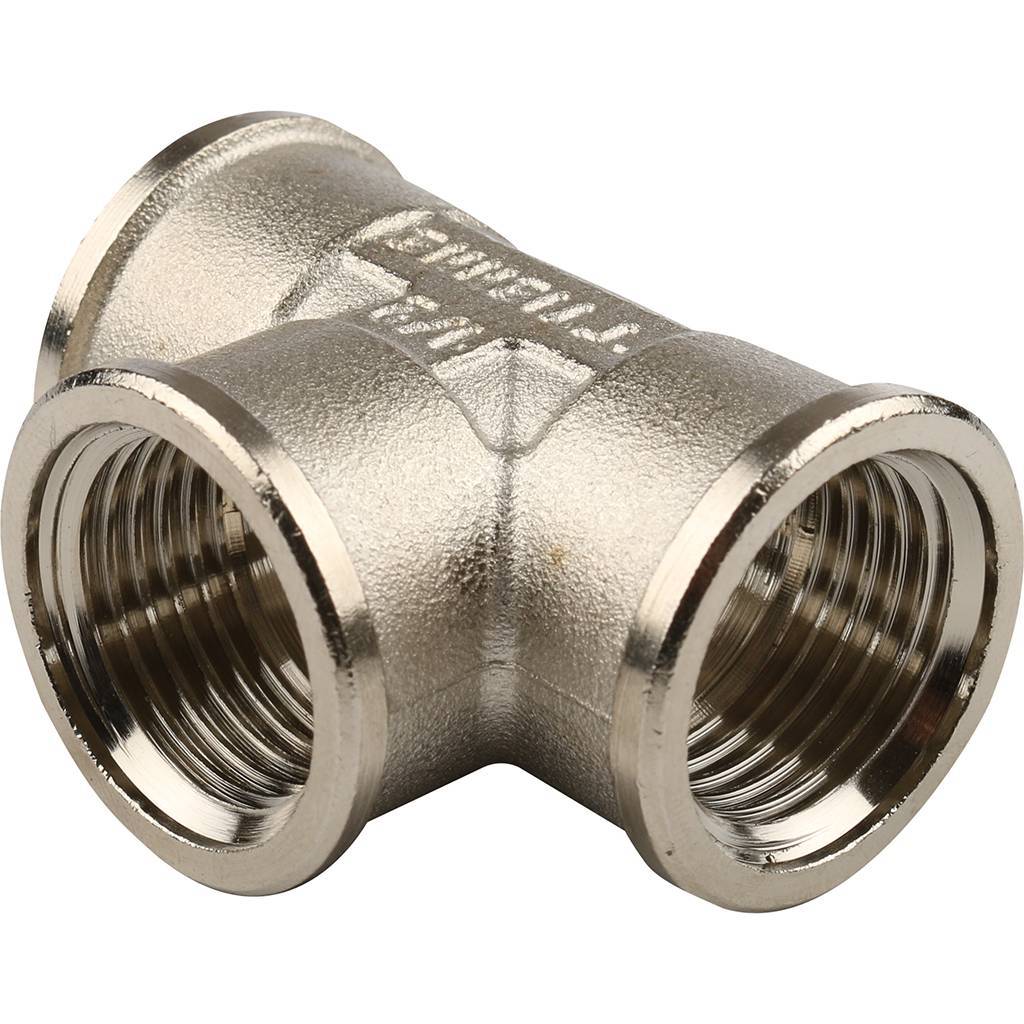 Тройник TIEMME ВВ никелированный 1/2 для стальных труб резьбовой, 1500061