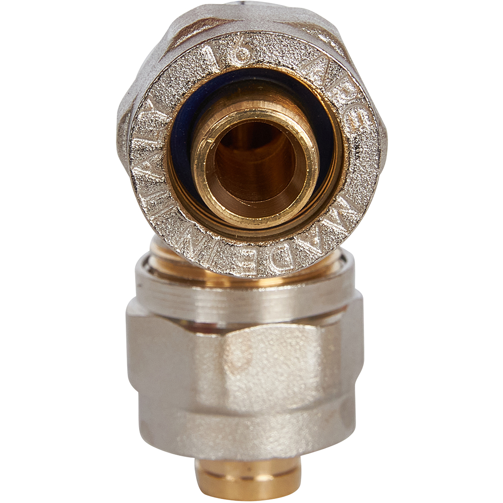 Угольник STOUT  90° 16х16 для металлопластиковых труб винтовой, SFS-0003-001616