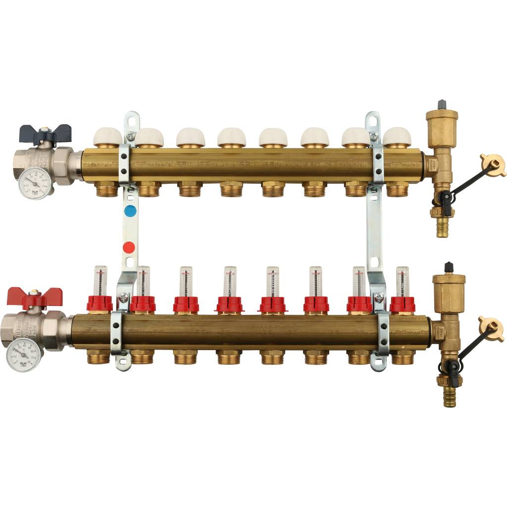 Коллектор в сборе с расходомерами на 8 выходов TIEMME 1х3/4 ЕК