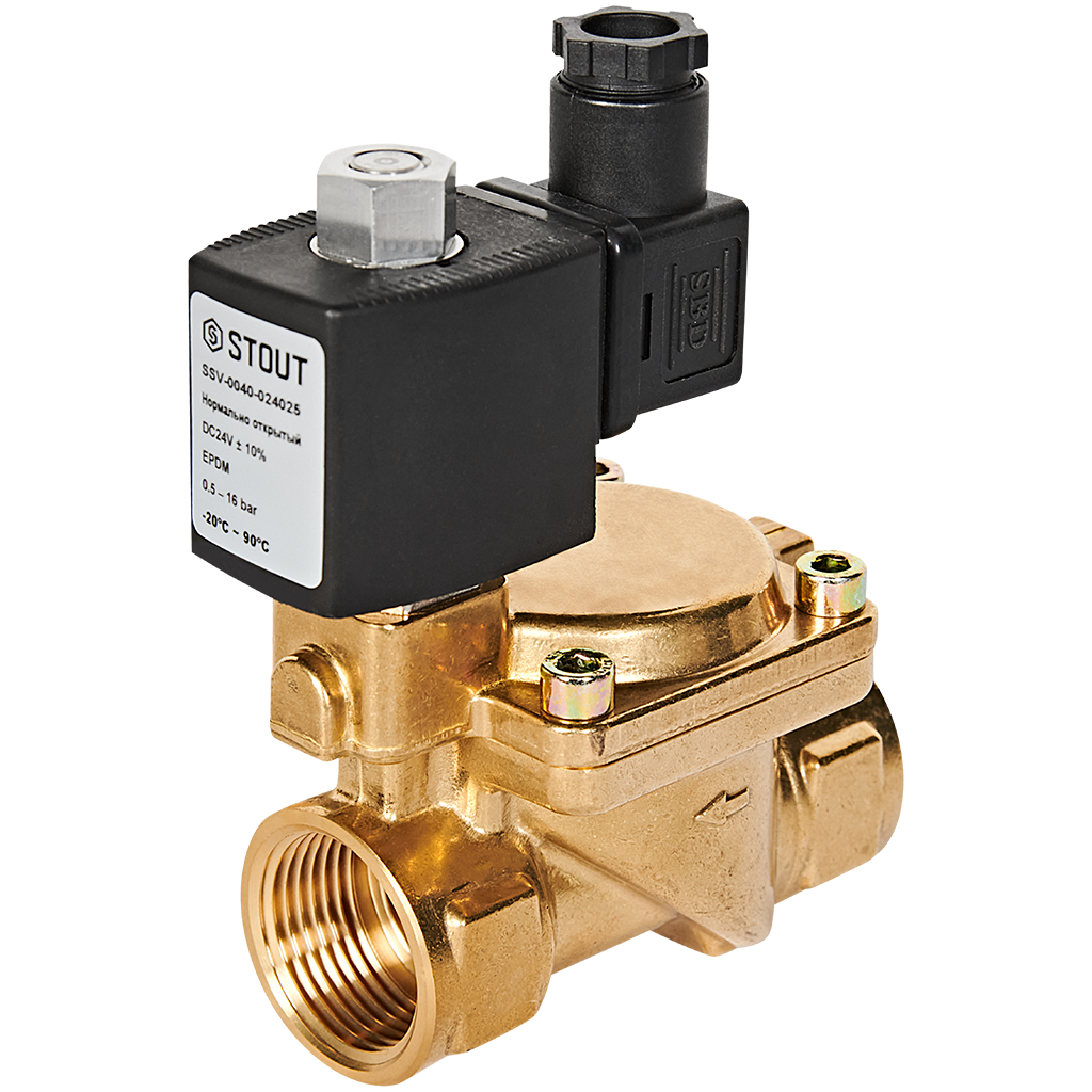 Клапан соленоидный (электромагнитный) STOUT непрямого (пилотного) действия НО 24В G1 SSV-0040-024025