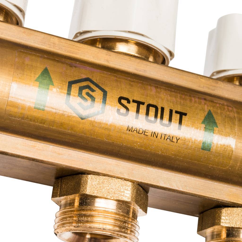 Распределительный коллектор из латуни с расходомерами STOUT 9 выходов, SMB 0473 000009