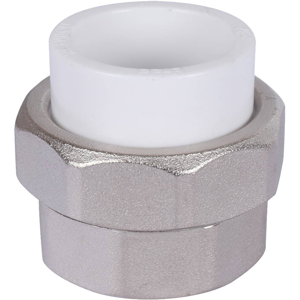 Муфта разъемная с внутренней резьбой Политэк 32х1 1/4 для полипропиленовых труб под сварку (цвет белый), 9801003214