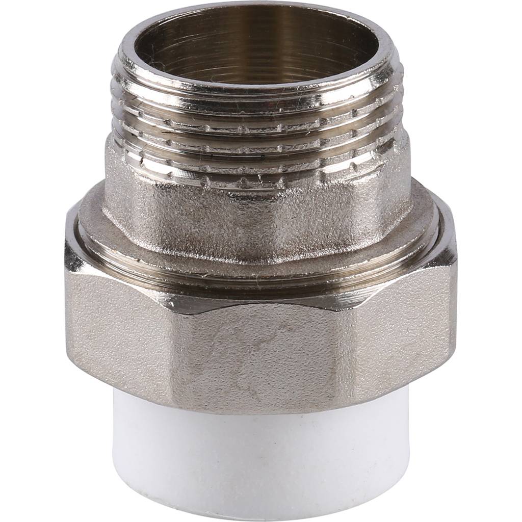 Муфта разъемная Kalde с наружной резьбой 25x1 для полипропиленовых труб под сварку (цвет белый)