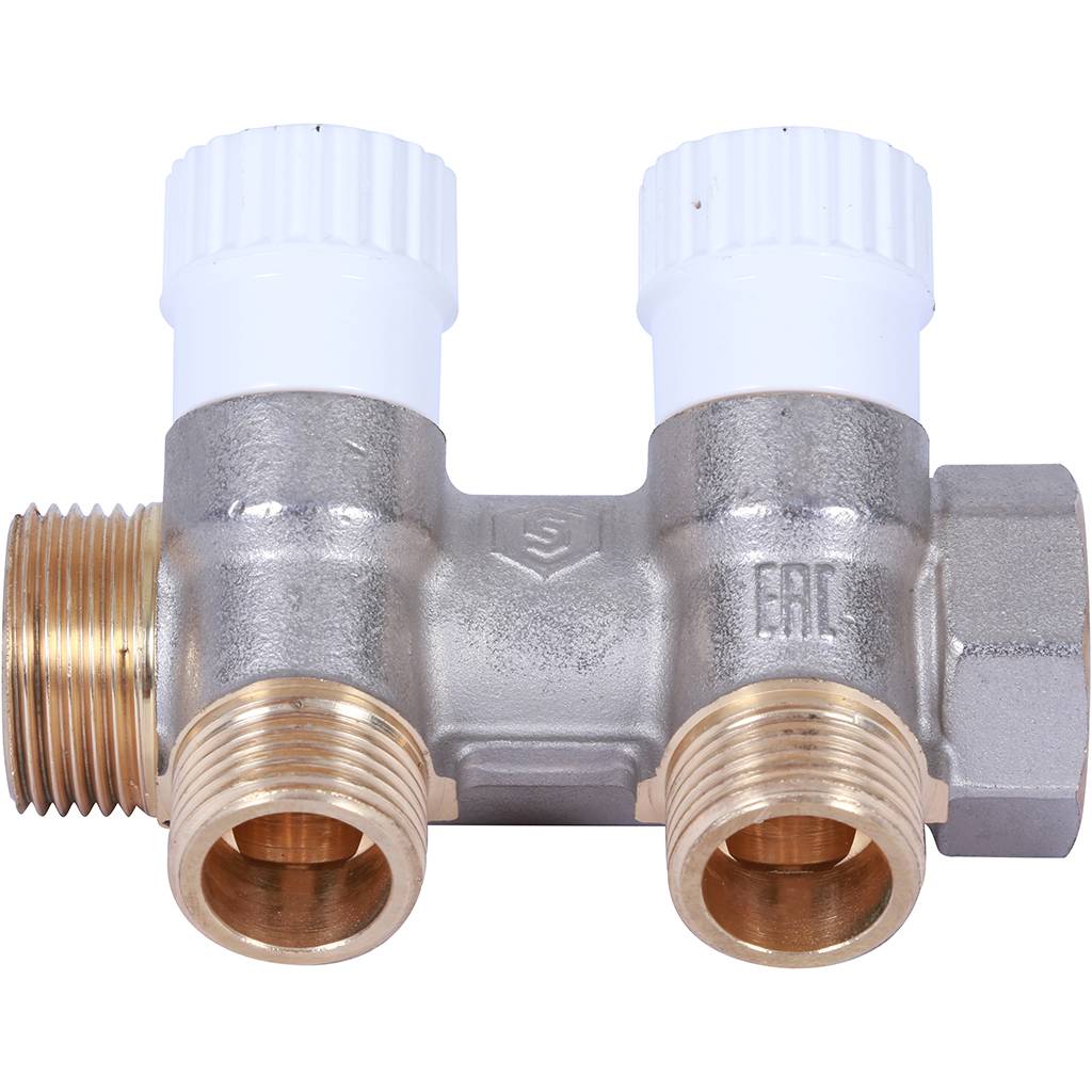 Коллектор распределительный STOUT 3/4, 2 отвода 1/2  плоское уплотнение