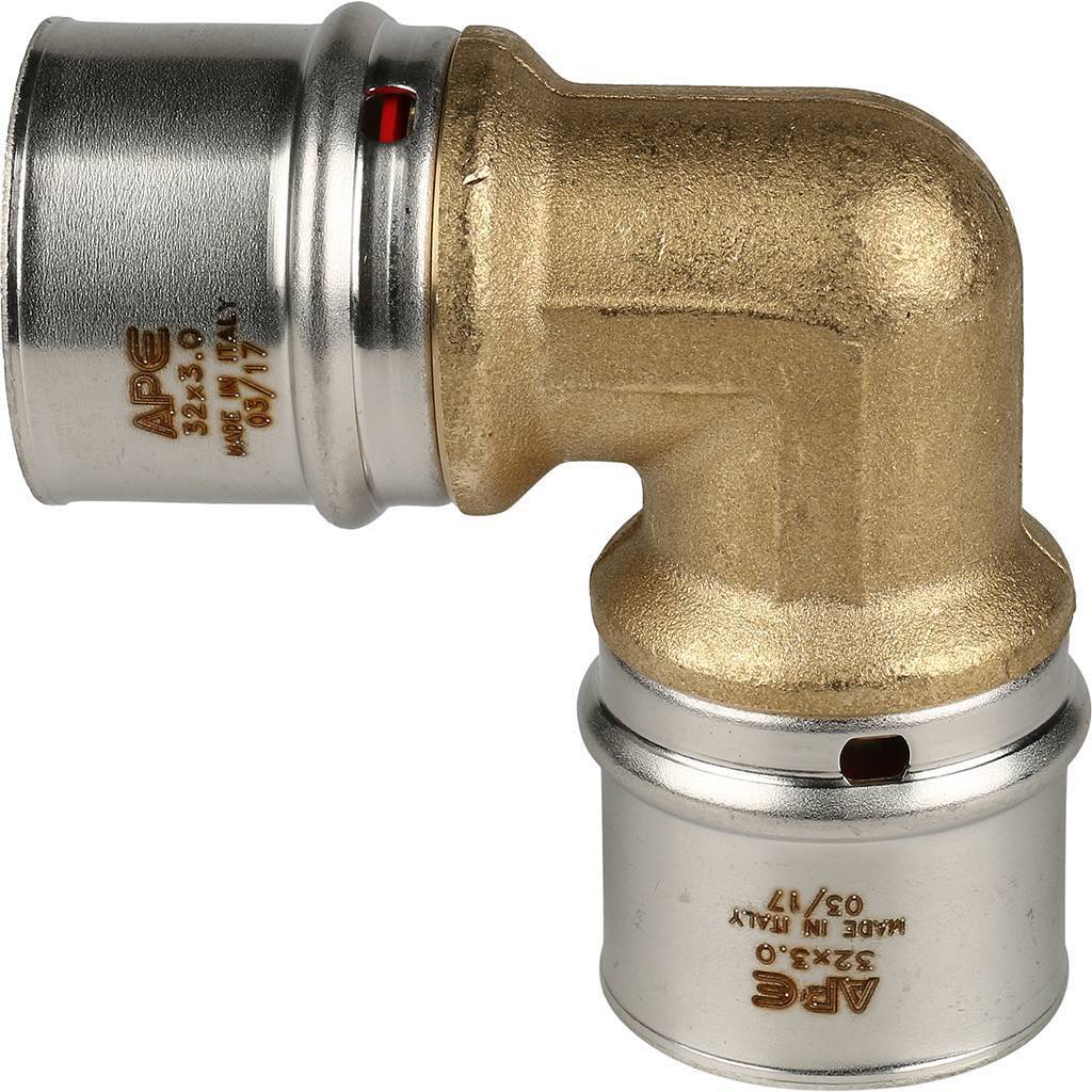 Угольник STOUT  90° 32х32 для металлопластиковых труб прессовой, SFP-0009-003232