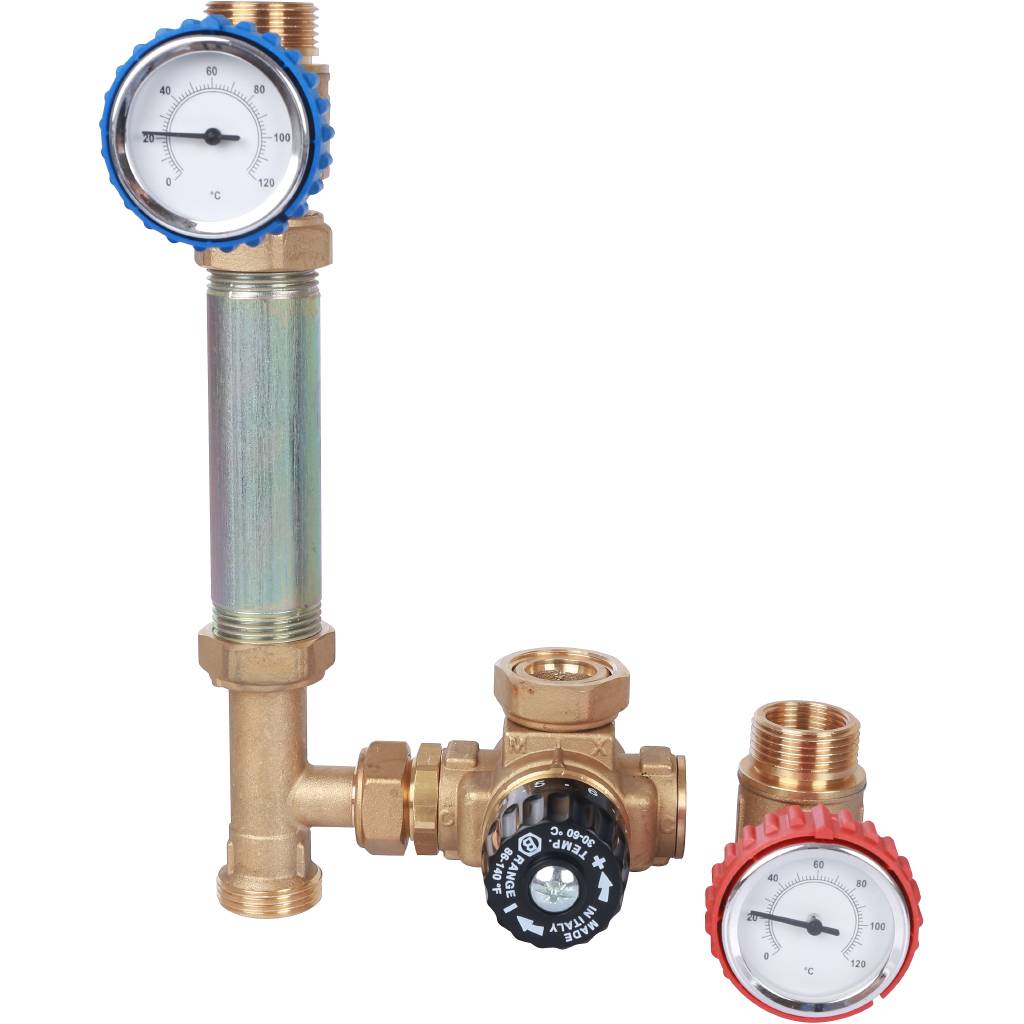 Насосная группа STOUT SDG-0002 с термостатическим смесительным клапаном 3/4 без насоса, SDG-0002-002001