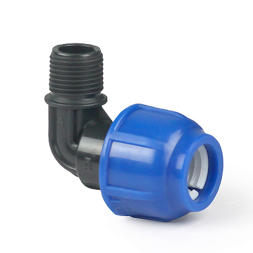 Отвод компрессионный, полипропилен наружная резьба 63х1, для полиэтиленовых труб, РТП