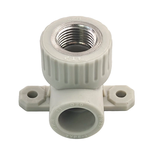 Угольник комбинированный с креплением PPR внутренняя резьба 20х 1/2,  серый, РТП