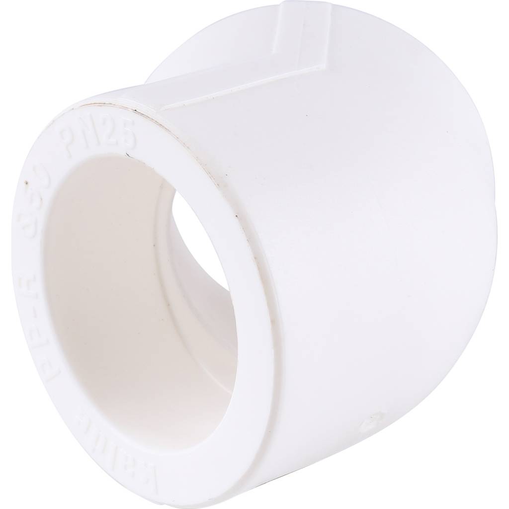 Угольник 45* Kalde d=50 для полипропиленовых труб под сварку (цвет белый), 3212-elb-500045