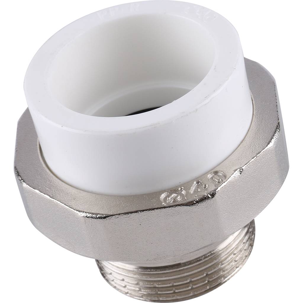 Муфта разъемная Kalde с наружной резьбой 40х1 1/4 для полипропиленовых труб под сварку (цвет белый), 3252-tum-401a00