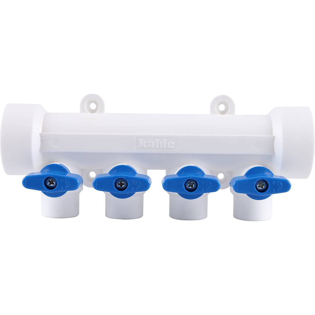 Коллектор с воздухоотводчиком и запорными кранами Kalde (4 выхода)