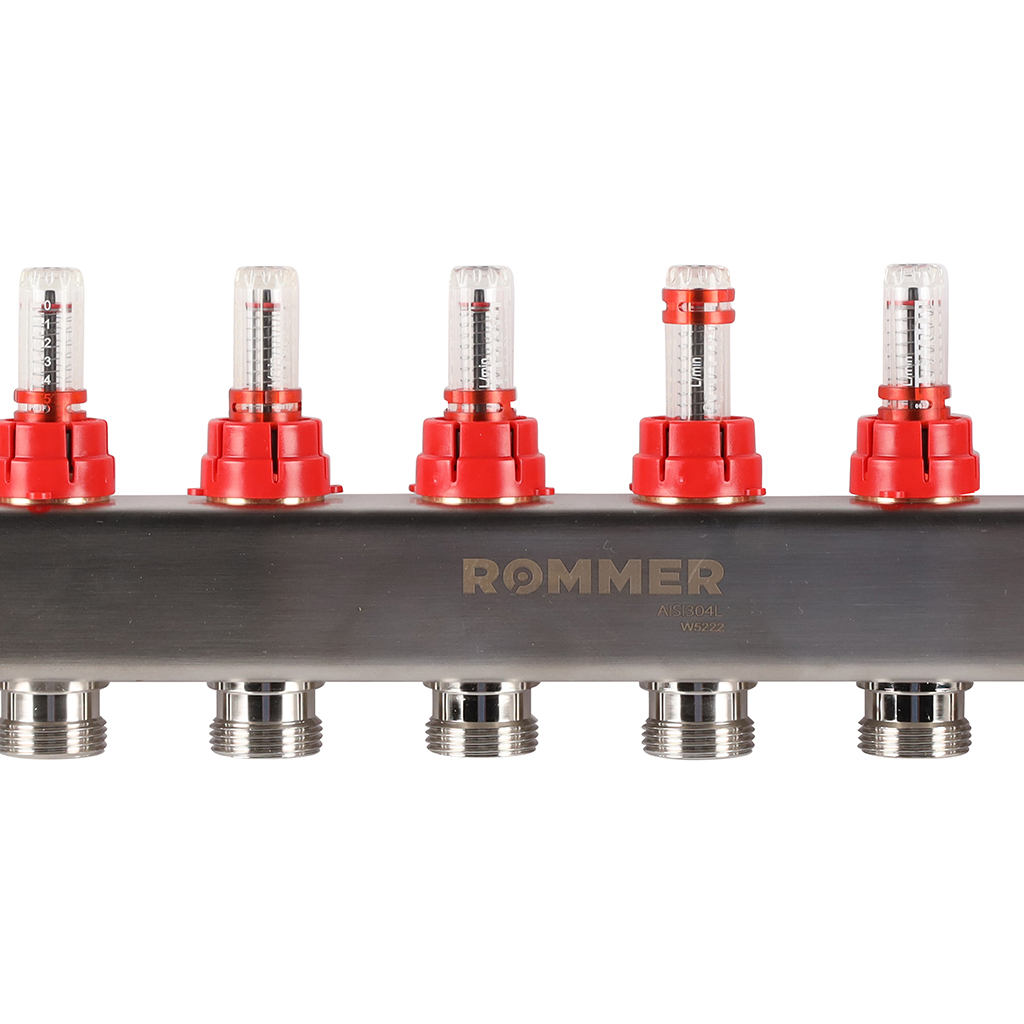 Коллектор из нержавеющей стали с расходомерами ROMMER 10 выходов, RMS-1200-000010