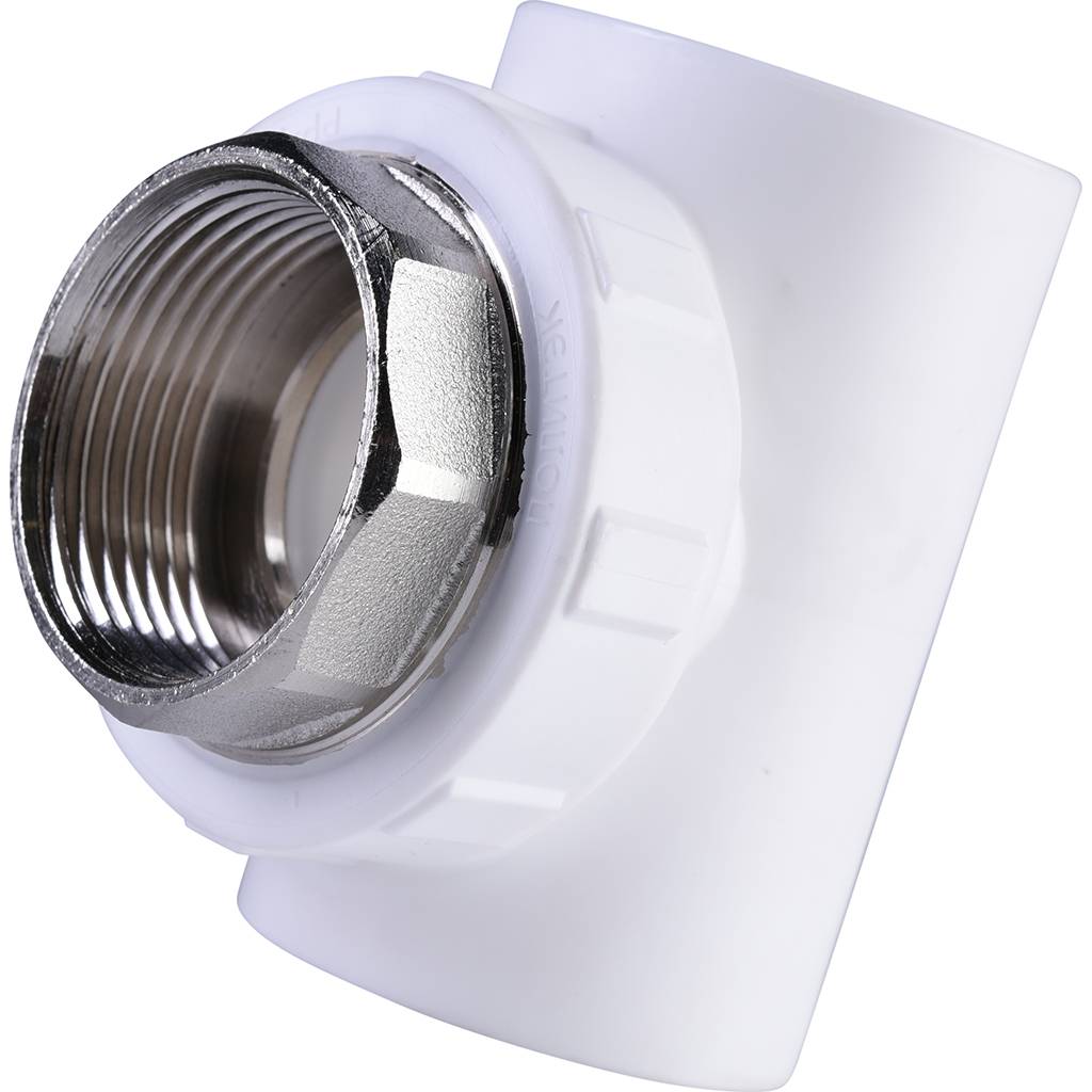 Тройник Политэк 40х1 1/4 с внутренней резьбой для полипропиленовых труб под сварку (цвет белый)