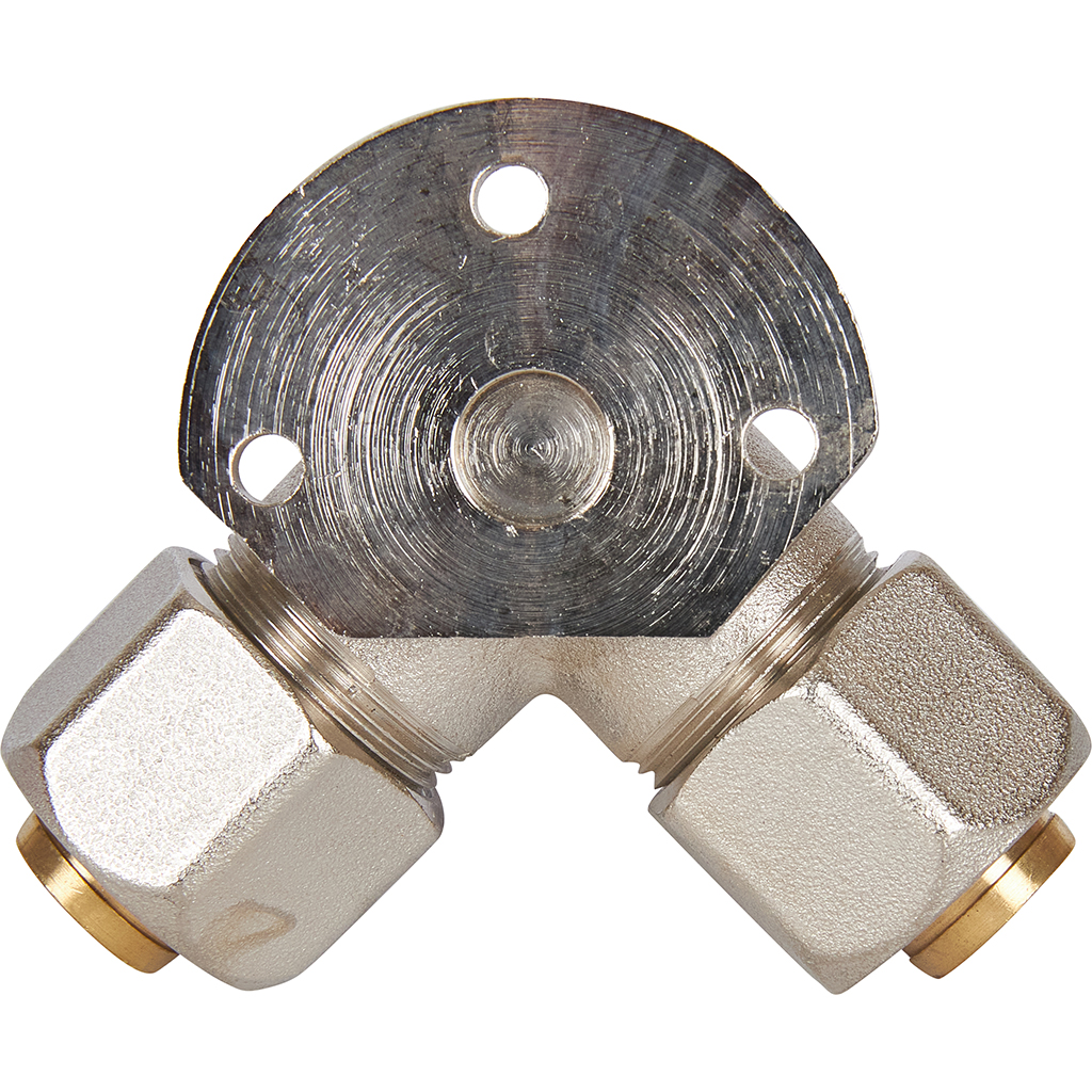 Тройник STOUT настенный с креплением для металлопластиковых труб винтовой, SFS-0014-001220