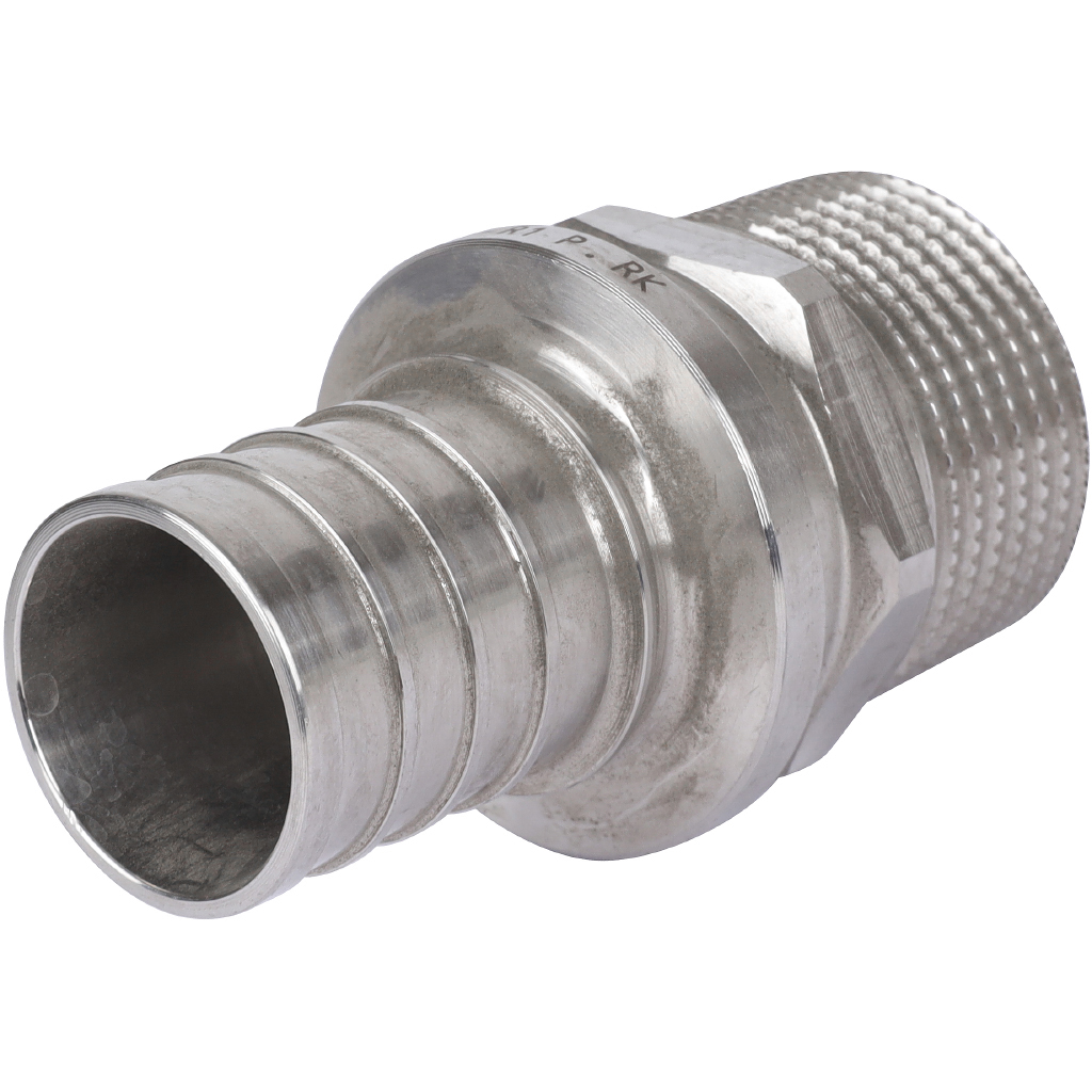 Переходник из нерж. стали РЕХАУ RAUTITAN с наружной резьбой 32 - R 1 для труб из сшитого полиэтилена аксиальный, 11377521001