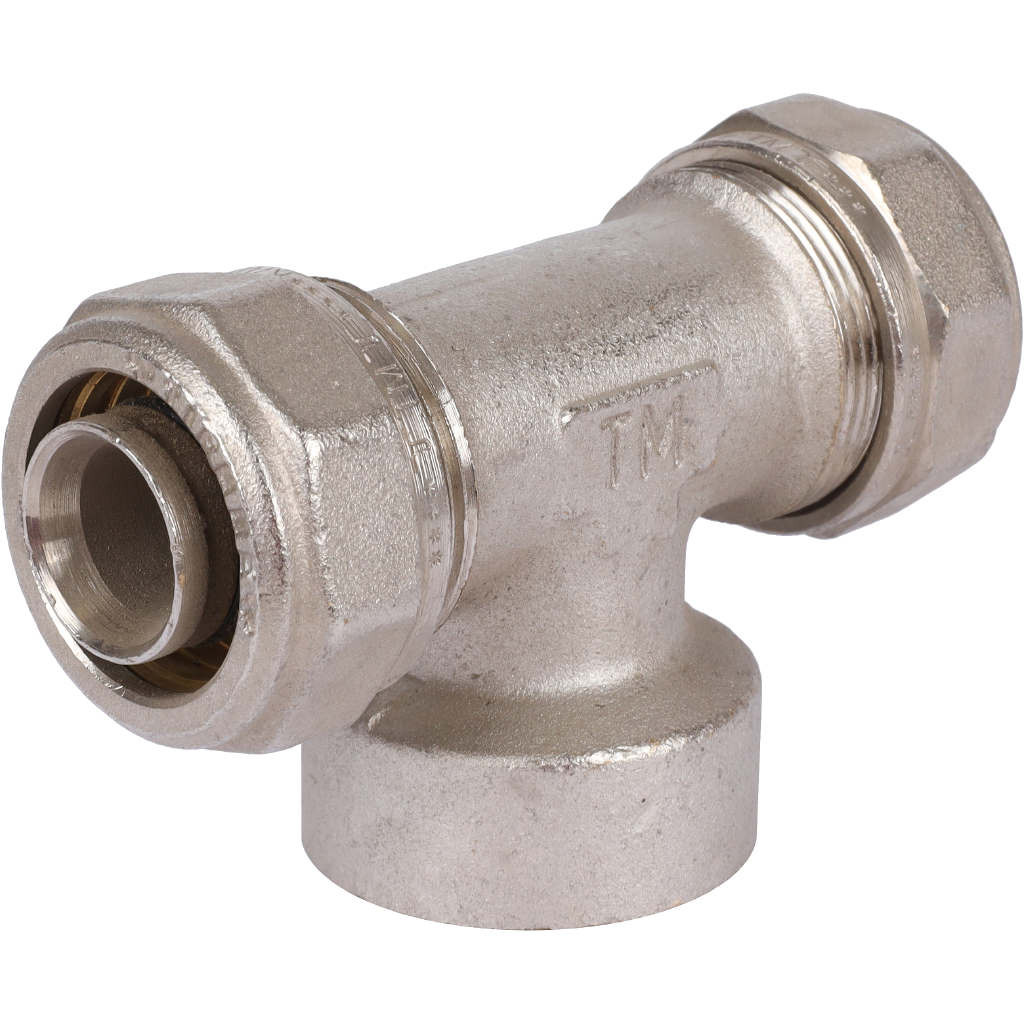 Тройник TIEMME с внутренней резьбой (26х3.0х1) для металлопластиковых труб винтовой, 1600079
