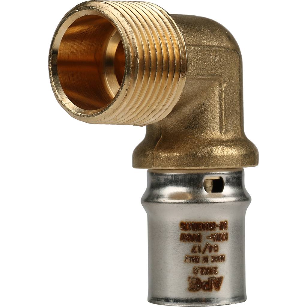 Угольник-переходник STOUT с наружной резьбой 3/4 х20 для металлопластиковых труб прессовой, SFP-0011-003420