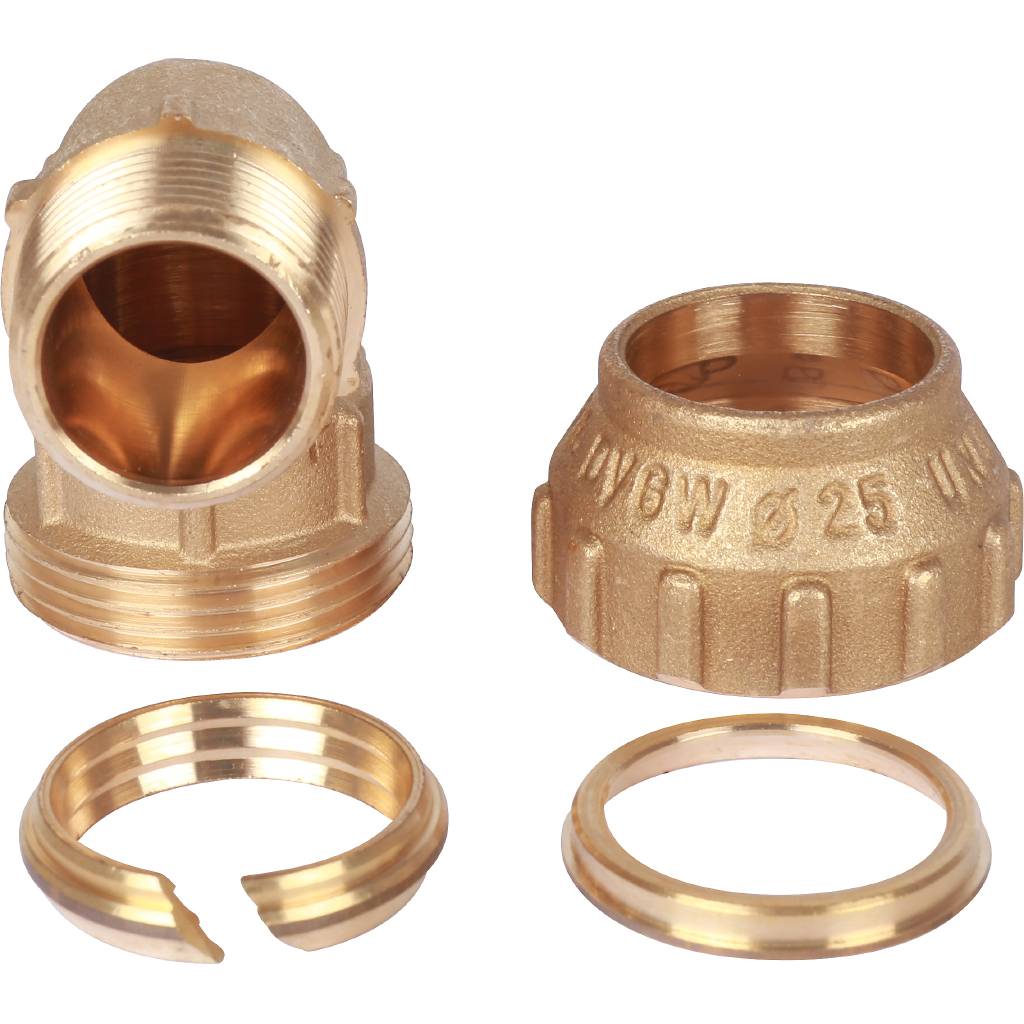 Угольник TIEMME с наружной резьбой 25х3/4 для труб ПНД винтовой, 3400032