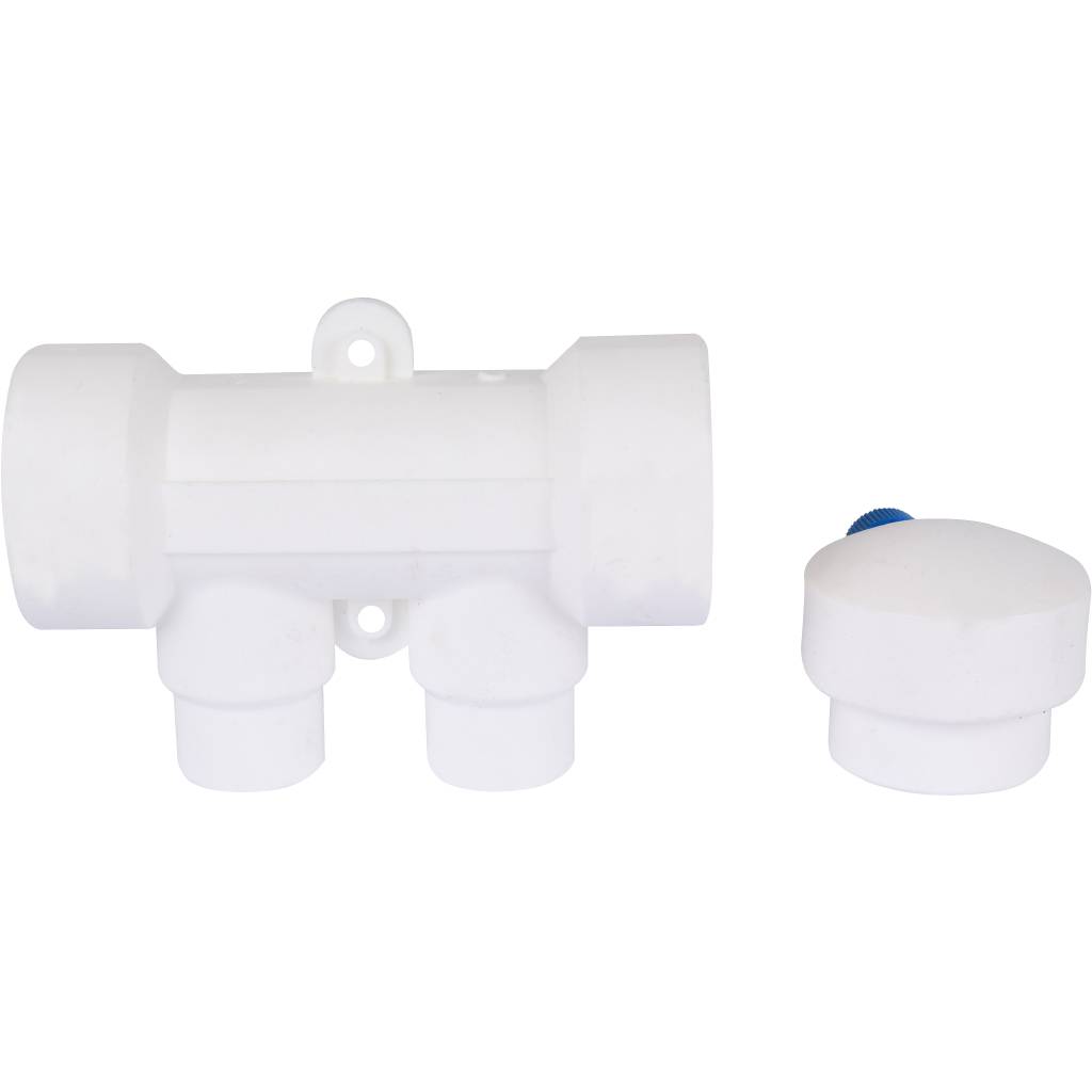 Коллектор с воздухоотводчиком и запорными кранами Kalde (2 выхода)