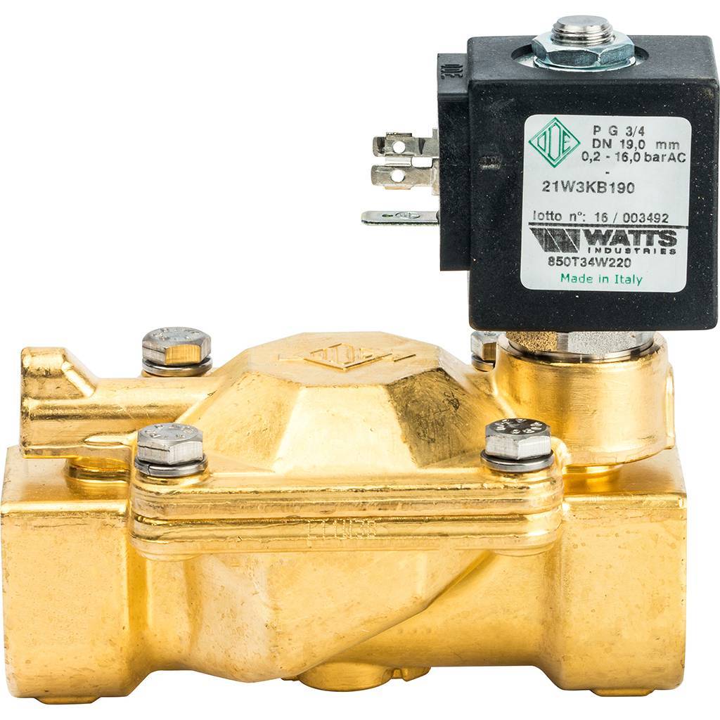 Соленоидный клапан Watts 850Т (850T34W220) для систем водоснабжения 3/4 230V Н.З.