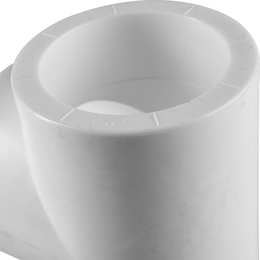 Тройник Политэк d=63 для полипропиленовых труб под сварку (цвет белый)