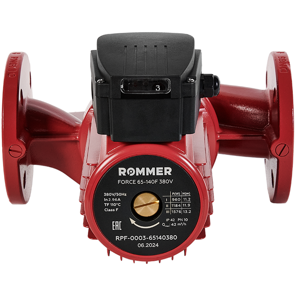 Насос циркуляционный фланцевый трехскоростной ROMMER 65-140F 380V