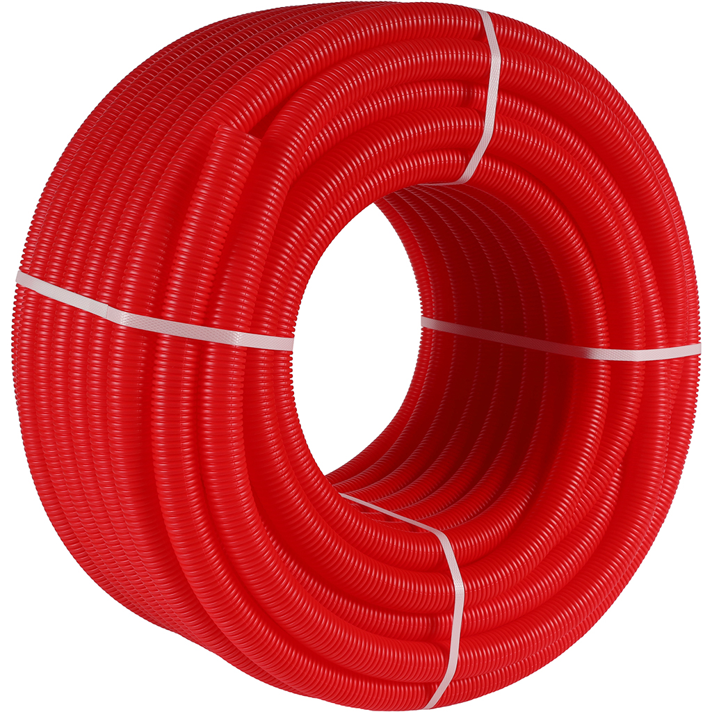 Труба гофрированная STOUT ПНД, цвет красный, наружным диаметром 28 мм для труб диаметром 20 мм, SPG-0002-502820