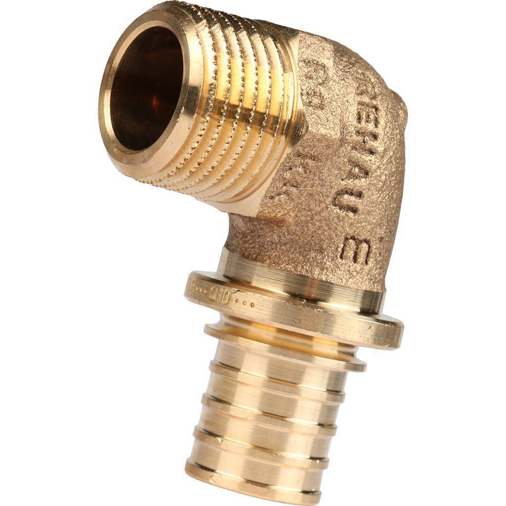 Угольник-переходник РЕХАУ RAUTITAN с наружной резьбой 20-R 1/2 RX+ для труб из сшитого полиэтилена аксиальный, 14563481001