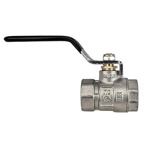 Кран шаровой ГОСТ ручка рычаг, латунь, внутренняя/внутренняя резьба 1,PN40 никель, RTP