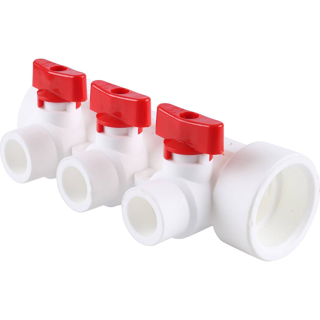 Коллектор с воздухоотводчиком и запорными кранами Kalde (3 выхода)