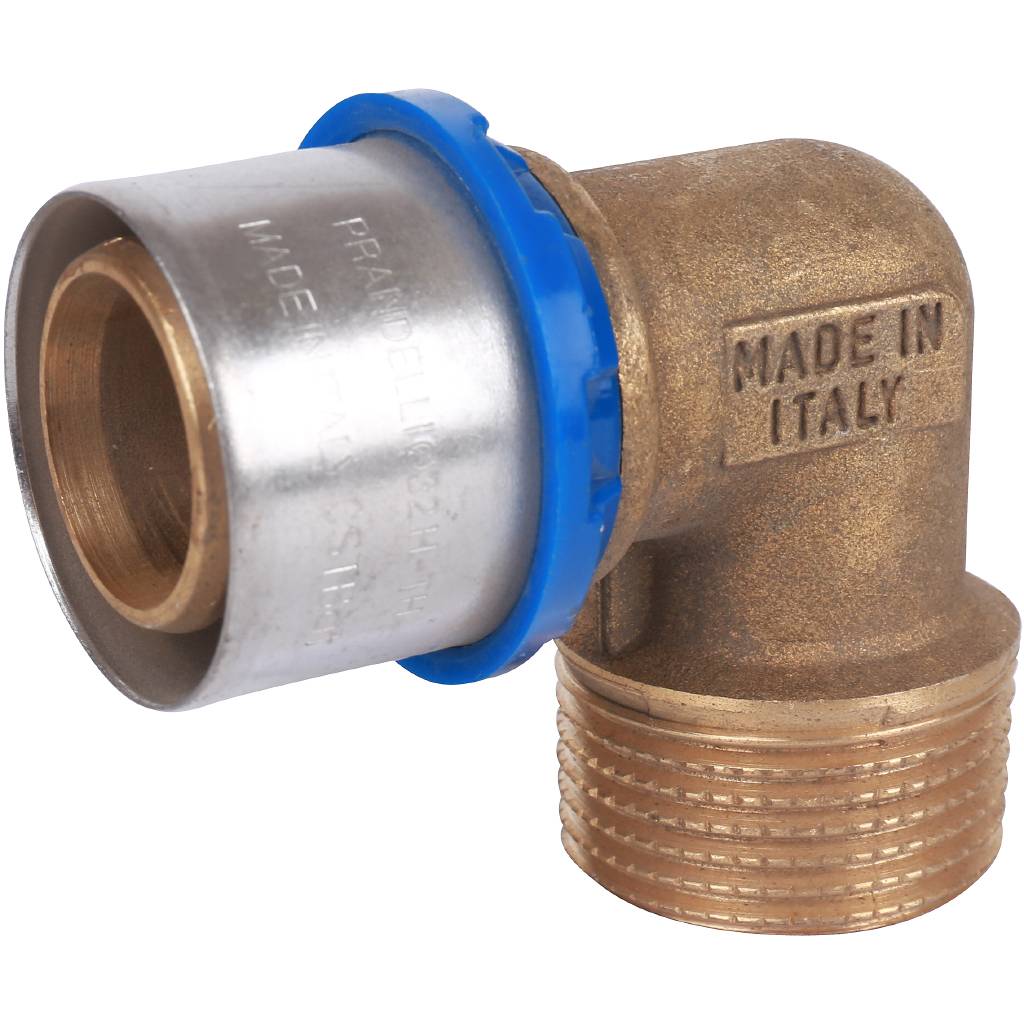 Угольник Prandelli Multyrama 90 с нар.рез.(32х3)х1 профиль H, TH, U для металлопластиковых труб прессовой, 509.05.13.2