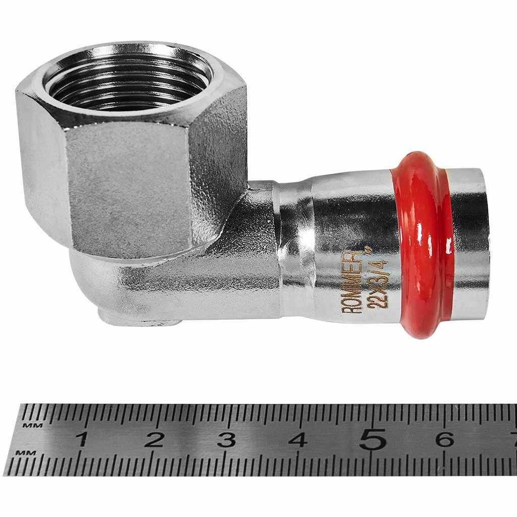 Угольник-Переходник ROMMER ВПр-ВР, 22х3/4, из нержавеющей стали прессовой, RSS-1009-002234