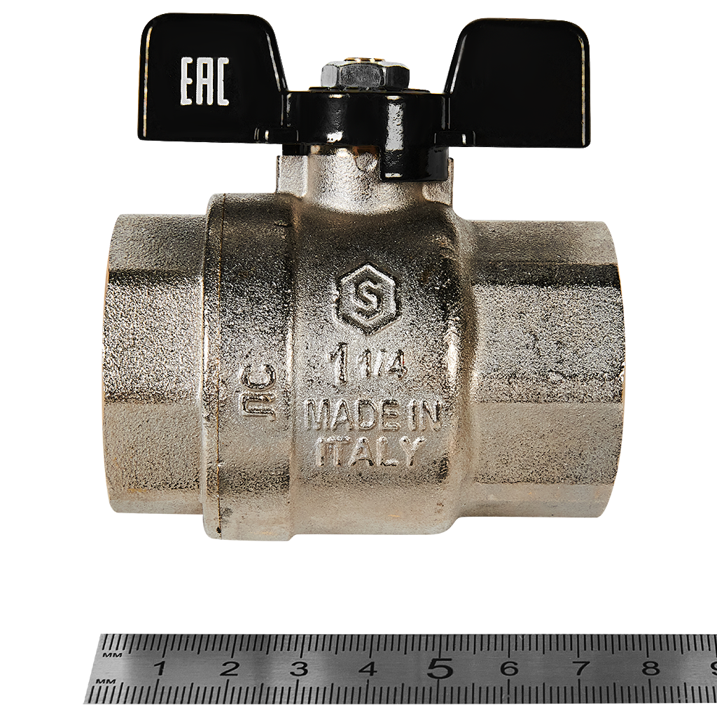 Кран шаровой полнопроходной STOUT ВР/ВР ручка бабочка 1 1/4