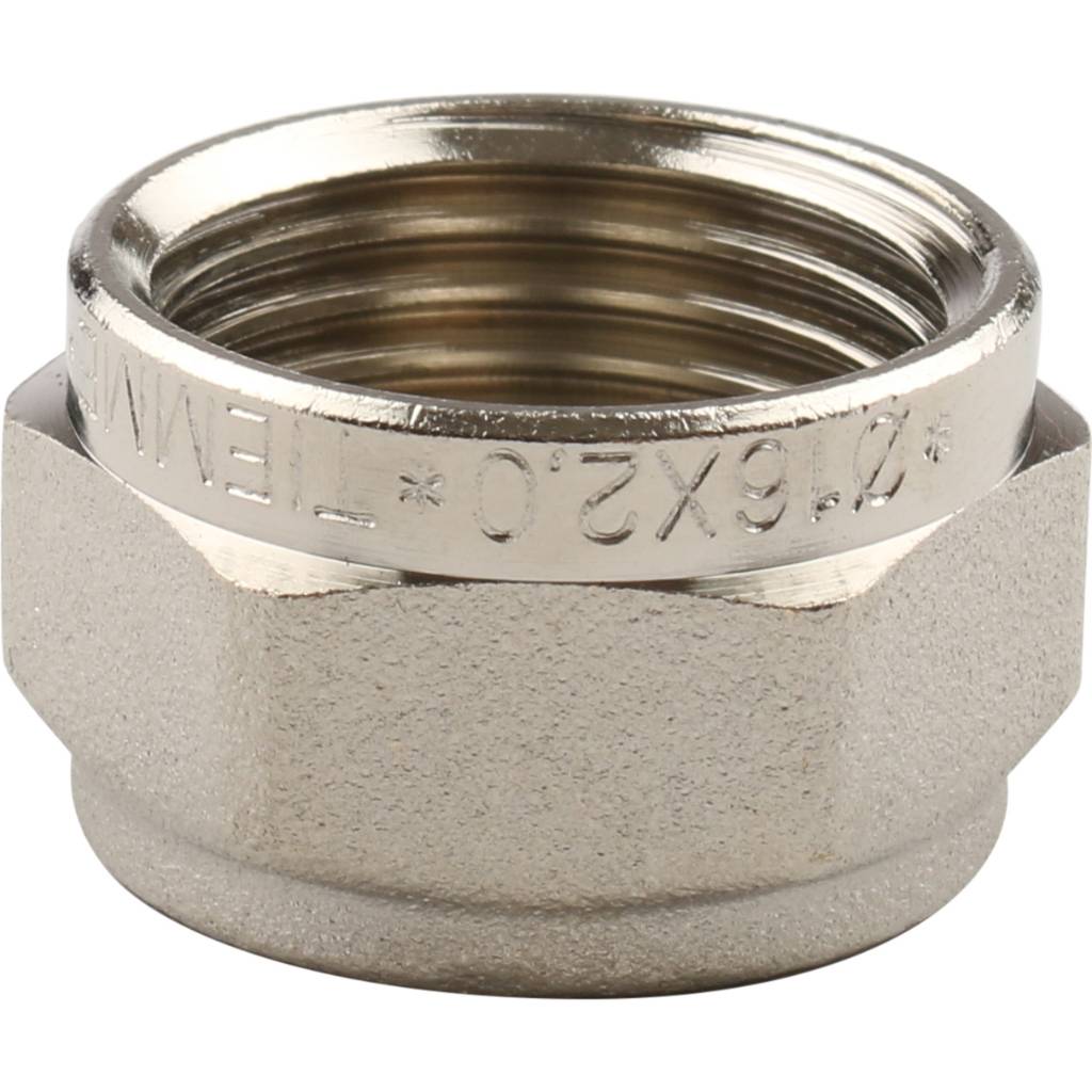 Муфта TIEMME с внутренней резьбой (16х2.0х1/2) для металлопластиковых труб винтовой, 1600004