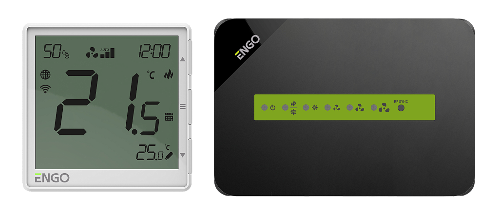 Беспроводной Терморегулятор ENGO Controls EFAN-RF WIFI для конвекторов, программируемый, с аккумулятором, накладной, белый