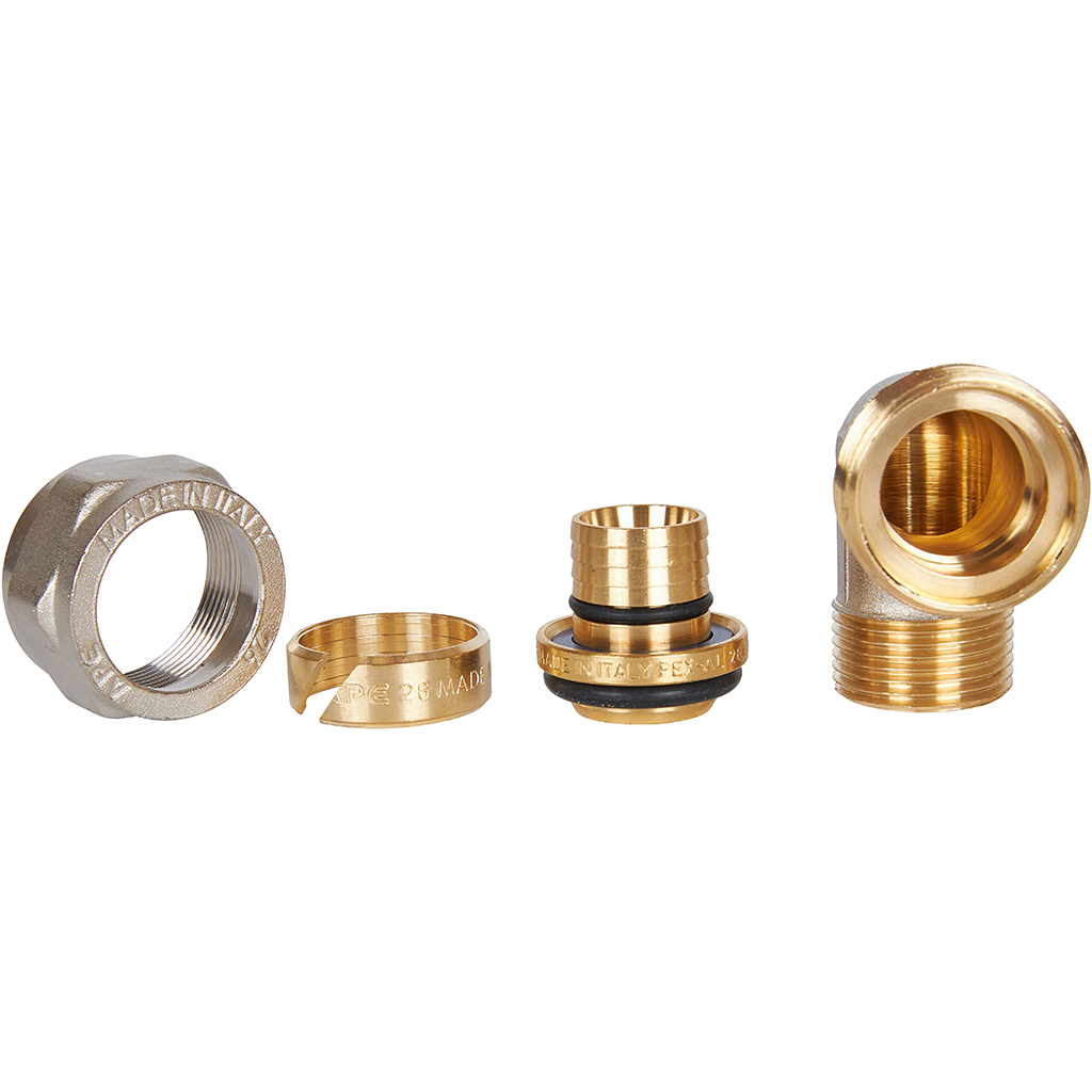 Угольник-переходник STOUT с наружной резьбой 3/4 х26 для металлопластиковых труб винтовой, SFS-0006-003426