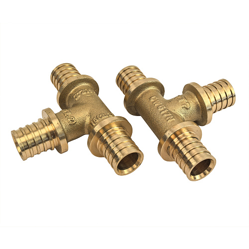 Тройник аксиальный, латунь,32, желтый, RTP