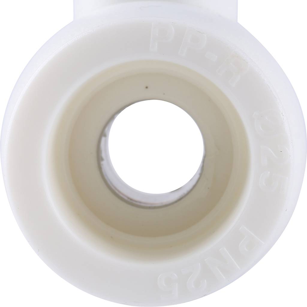 Мини-кран шаровой Kalde с синей ручкой для полипропиленовых труб d=25 для полипропиленовых труб под сварку (цвет белый), 3242-vlm-250001