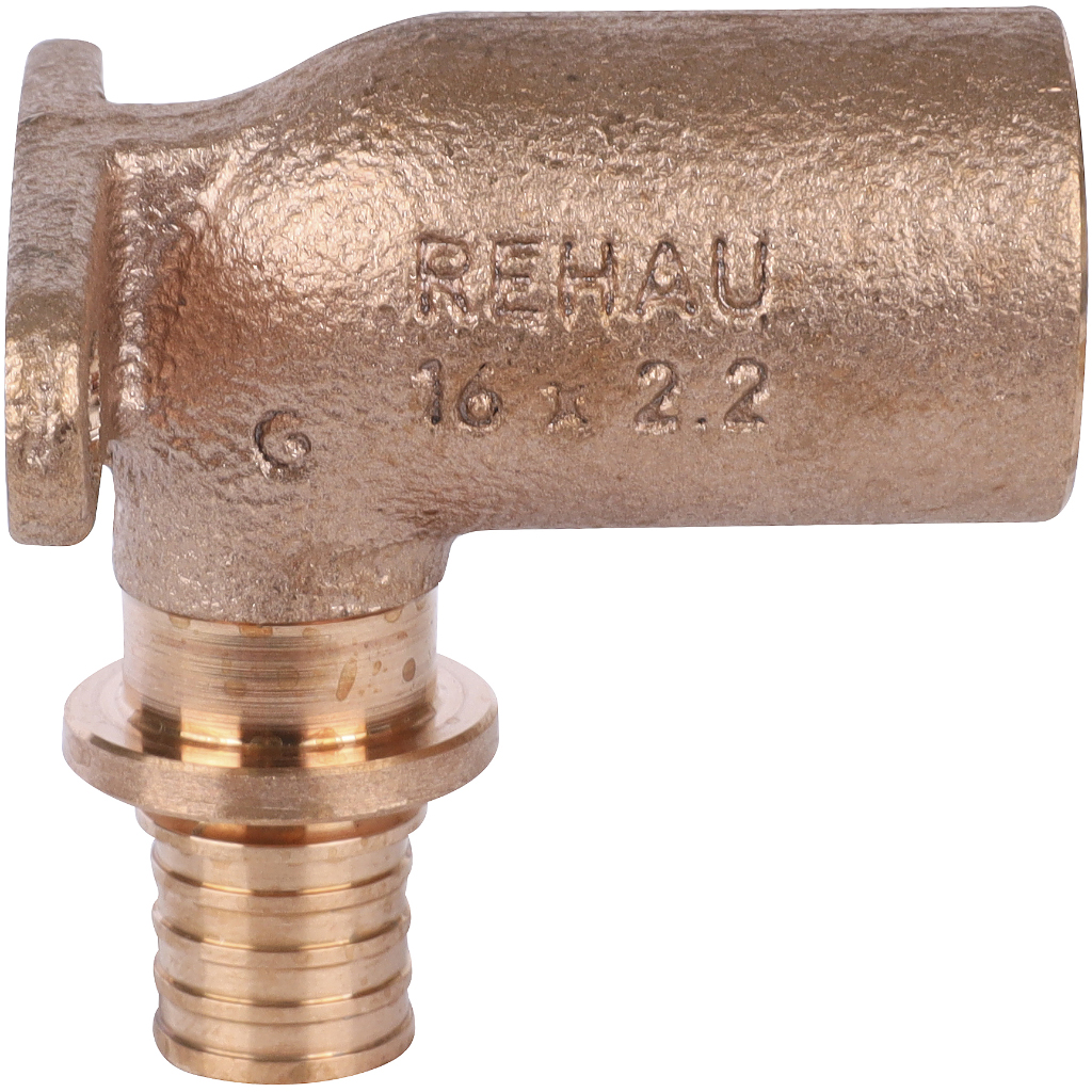 Угольник настенный РЕХАУ RAUTITAN 16-Rp 1/2 RX+ с длинным патрубком, внутр. резьба для труб из полиэтилена аксиальный, 14563621001