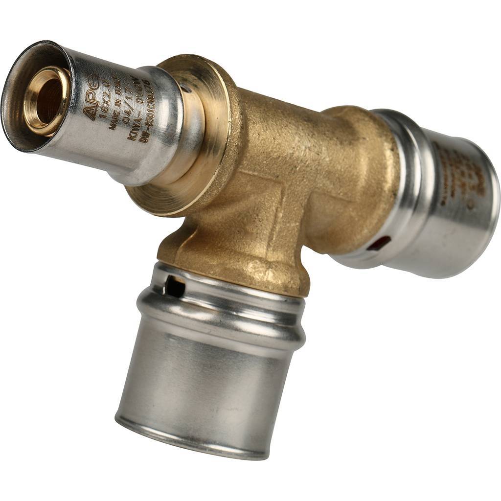 Тройник переходной STOUT 26х26х16 для металлопластиковых труб прессовой, SFP-0005-262616