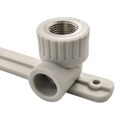 Угольник комбинированный под смеситель PPR внутренняя резьба 20х 1/2,  серый, РТП