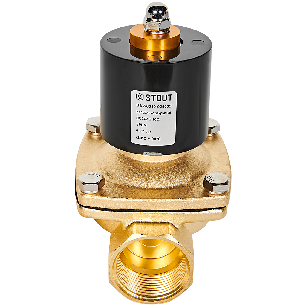 STOUT Клапан соленоидный (электромагнитный) прямого действия НЗ 24В G1 1/4 SSV-0010-024032