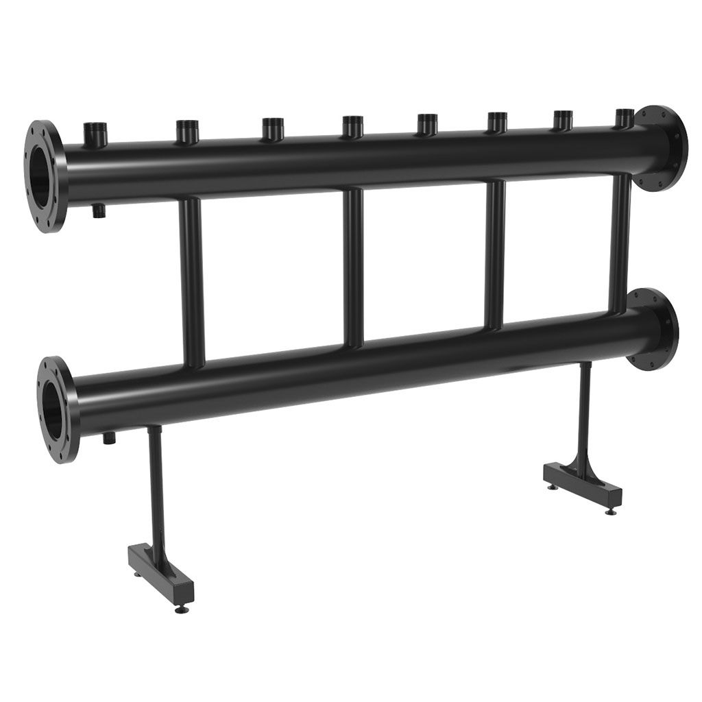 Модульный коллектор GIDRUSS MK-2000-4x50 (до 2 мВт, 2 магистр. подкл. Фл.Ду150, 4 контура G 2 вверх)