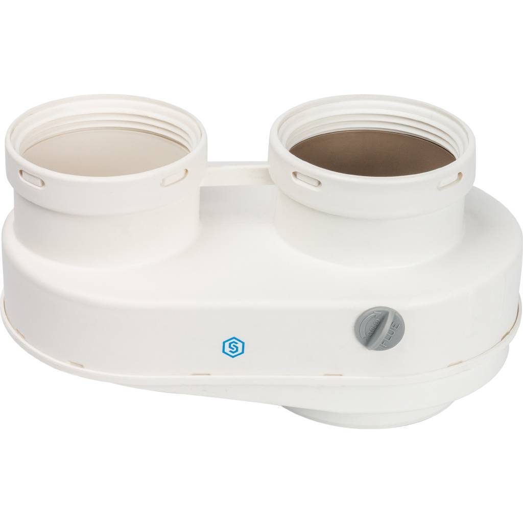 Элемент дымохода STOUT DN80/80 адаптер для подкл. разд. труб (совместимый  Bosch (фланец ) PP-Ryton, SCA-8080-240002