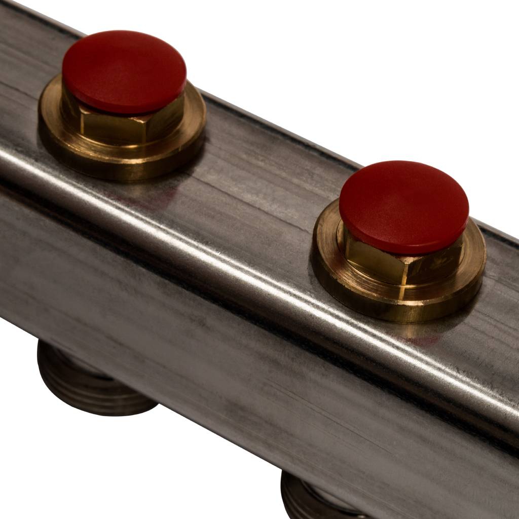 Коллектор из нержавеющей стали без расходомеров, с клапаном вып. воздуха и сливом STOUT 10 выходов, SMS-0932-000010