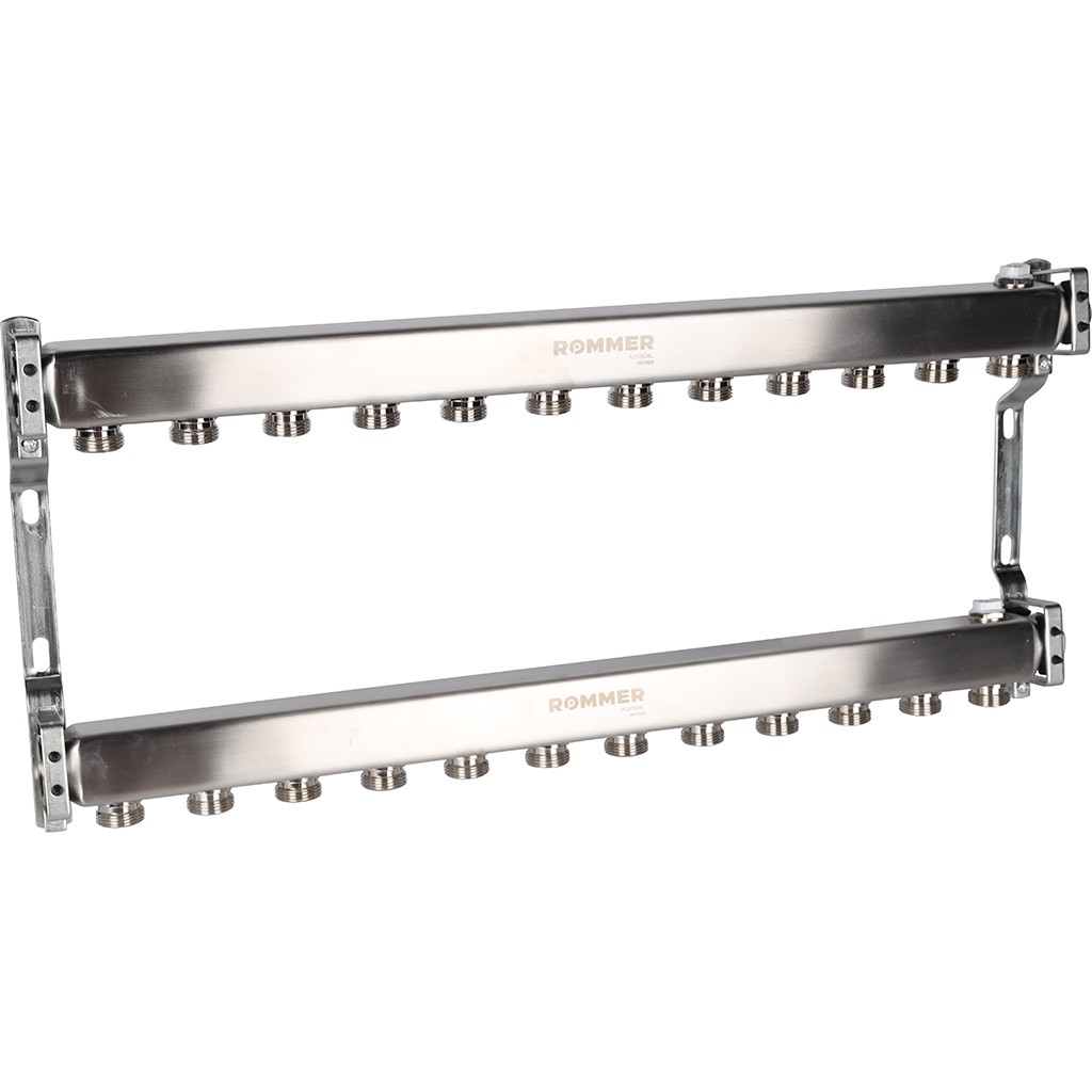 Коллектор из нержавеющей стали ROMMER для радиаторной разводки 12 выходов