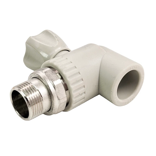 Кран шаровой для радиатора угловой PPR 25х3/4,  серый, РТП