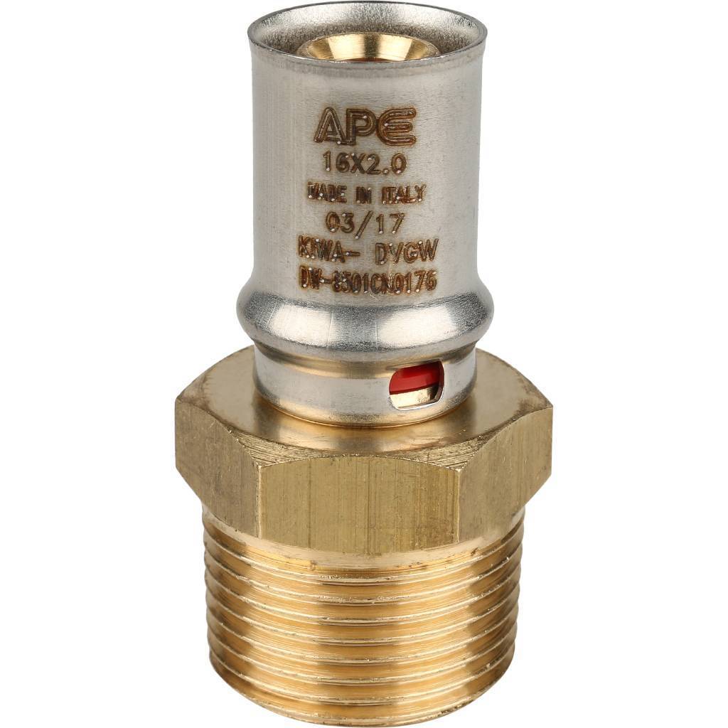 Переходник STOUT с наружной резьбой 3/4 x16 для металлопластиковых труб прессовой, SFP-0001-003416